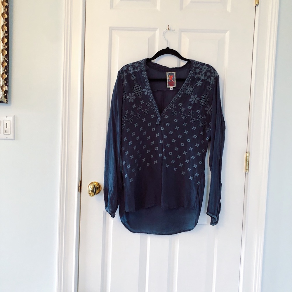 Johnny Was Blue Embroidered Tunic